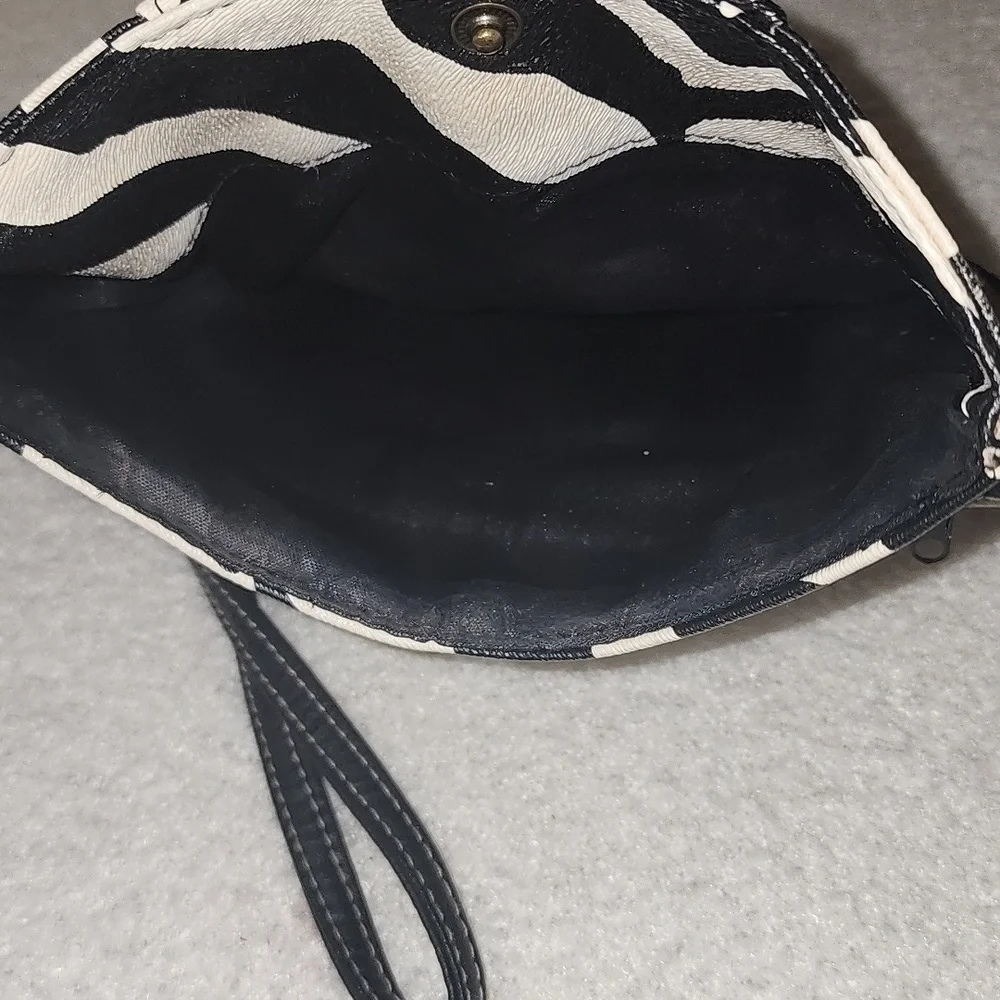 Zebra Striped Faux leather 3 compartment Wallet wristlet